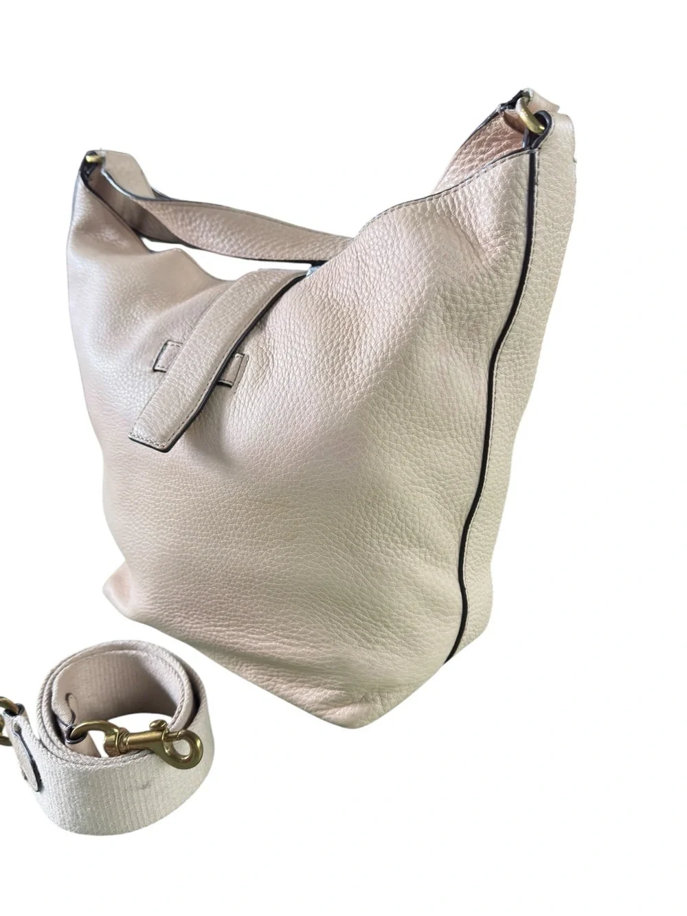 J. Crew Signet Leather Hobo Bag #H3879 Cream, everyday, career, italian leather
